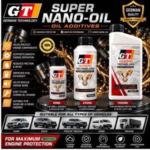 GT Super Nano-Oil Engine Treatment 60mL / 250m 1liter Cars | Reduces Friction & Protects Engine Parts