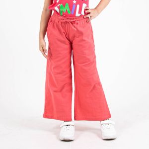 Forest Kids Girls Cotton Linen Drawstring Wide Leg Long Pants | Seluar Panjang Palazzo Budak Perempuan - FK810016