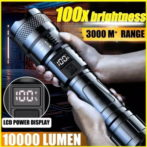 HOHODALINK 300W Senter Cas Police Swat Senter Led Super Terang Tampilan Daya Digital Portabel Zoom Rechargeable Ipx8 Tahan Air 18650 Baterai Tahan Lama