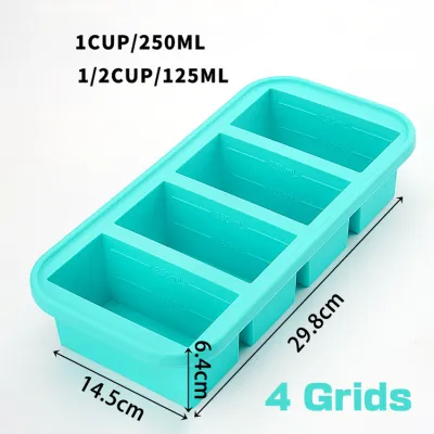 Giant storage silicone freezer tray with lid for food sauce super large ice food freezer mold