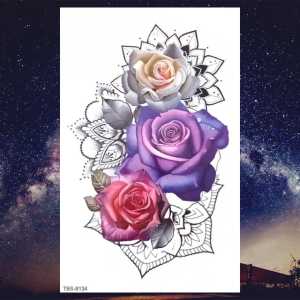 Stiker Tato Temporer Floral Floral Multicolor Tahan Air Sementara TBS-8134