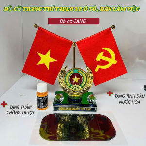 Cờ gắn xe ô tô để bàn làm việc mẫu Công An Nhân Dân Việt Nam tặng kèm nước hoa và thảm cao su chống trượt
