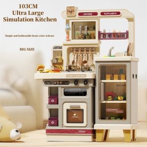 【SG-spot】103CM Large Simulated Kitchen Childrens Toys 65PCS Luxury Gift Box Set