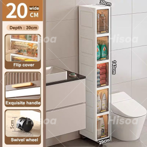 Hisoa Gap Storage Cabinet Foldable Storage Cabinet Bathroom Organizer Flip Top Storage Box Bath Rack