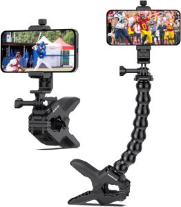 Phone Holder Clamp Gooseneck Mount Cell Phone Desk Clip for iPhone Mobile Table Pole Stand Mount for iPhone 17 16 15 14 Pro Max Plus 13 12 11 SE XS XR X 8 Samsung GoPro Other 4-7 Devices