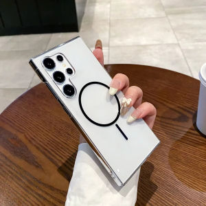 【FN】เคส S25 ultra วงกลมละเอียด magnetic สำหรับ Samsung Galaxy S25 S24 S23 S22 S21 Ultra plus A54 A26 A56 A36 A16 A15 A55 A35 เคสใส PC เคสโทรศัพท์ชาร์จไร้สาย