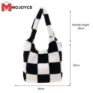 MOJOYCE Fashionable Womens Large Capacity Crossbody Bag Plush Underarm Bag for Autumn Winter Travel and Shopping