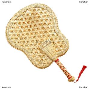 [COD] kunzhan 1Pcs Round Natural Pushan Environmentally Friendly Chinese Style Decorative DIY Woven Fan Cooling Fan Home Decoration Hand Fans
