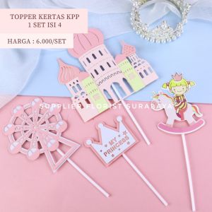 SFS - [1 SET ISI 4] TOPPER KERTAS KASTIL PANGERAN PRINCESS PRINCE BIANGLALA KUDA PONI KINCIR ANGIN DIY BAKERY TANCAPAN KUE HIASAN KUE TART CAKE DECORATION DEKORASI BIRTHDAY ULANG TAHUN ULTAH