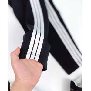 [3-5/8 Hoàn Tiền 25%]Quần jogger thể thao nam nữ bo xuông gấudài 3 sọc thun nỉ mùa thu đông màu đen dihu