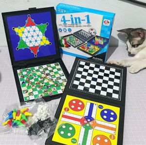 Magnetic Board Game 4in1: CATUR | HALMA | ULAR TANGGA | LUDO (Permainan Anak & Keluarga)