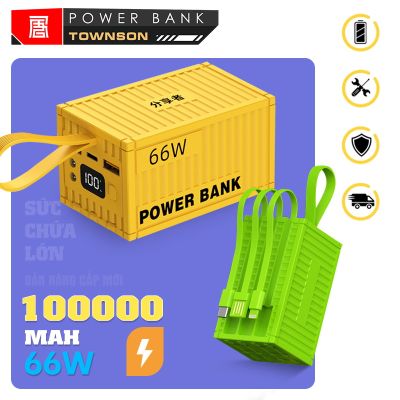 Sạc Dự Phòng 100000mAh Có Sạc Nhanh PD 20W Kèm 4 Cáp Sạc Dung Lượng Lớn Màn Hình LED Hiện Thị Phần Trăm Pin