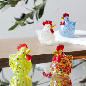 SIRENXI Trang trí nhà cửa Tượng Gà thủy tinh Thổi bằng tay Mini Gà thu nhỏ Hiện đại Bề nhẵn Điêu khắc Thổ Nhĩ Kỳ Quà Tặng trẻ em