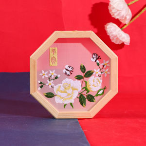 Embroidery Material Kit Cat Pattern Embroidery Material Kit Wooden Frame Decorative Piece DIY Embroidery Art Kit