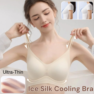 Summer Cooling Bra Ice Silk Wire-Free Bralette For Small Chest Push Up Tops Breathable Seamless Ultra-Comfy