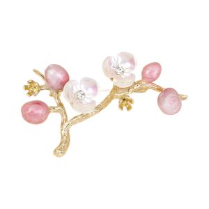 Brooch With Plum Flower Detailing Rhinestones Floral Shaped Pin for Jacket Dress Hat Decoration Statement