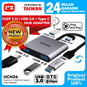 USB Hub Type C Converter Dual Connector 2 in 1 Type C + USB3.0 to USB 3.0 OTG  Laptop Asus Lenovo Handphone Android Samsung Xiaomi Infinix  4 in 1 PX UCH24