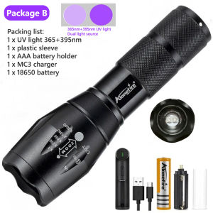 AloneFire G700 LED UV Light Zoom Flashlight 365&395nm Torch Travel safety Cat Dog pet urine Detection lamp AAA 18650