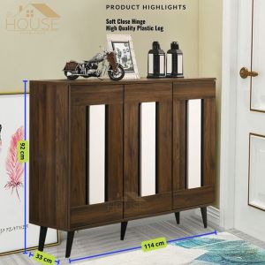 MYHOUSE Furniture 3 Door Shoe Cabinet Rak Kasut Bertutup 4 Layer Almari Kasut murah Shoes Cabinet Cupboard Walnut Color Almari Kasut Kabinet Storage Cabinet Columbia Color Shoe Cabinet Wooden