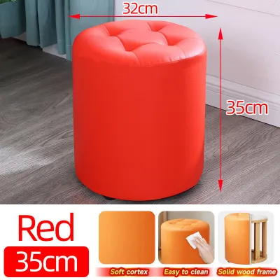 🔥SG Local Seller🔥2025 Upgrade Modern Solid Wood Shoe Stool Anti-slip Foot Small Stool Scratch-Resistant Waterproof High Resilience Sponge Bench Stool Chair