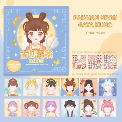 Diy stickers cartoon change make up princess sticker book dress up stickers