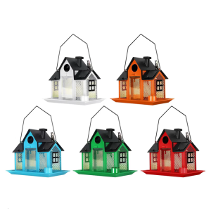 Iron Bird Feeder Solar Bird Feeding Station for Outdoor Garden Decoration Hanging and Weather Resistant Observation Cage