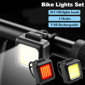 Bike Light for MTB Tail Light Waterproof Usb LED Bicycle Headlight Taillight Back and Front Light Bicycle Light Set Cycling Safety Warning Lights