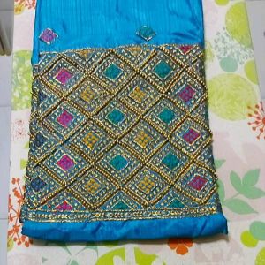 SG Ready stock -Aadi sale - storewide Grand Aari Work silk bloues pieces with Embroidary & golden beads work( Unstitched - 1 mt)(Festive Sale)