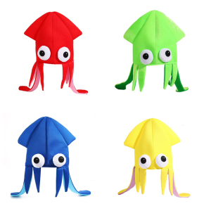 หมวกปลาหมึกการ์ตูนมี4สีให้เลือกผ้าระบายอากาศนุ่มอุปกรณ์ประกอบแต่งตัวงานที่มีธีมสำหรับทุกวัย