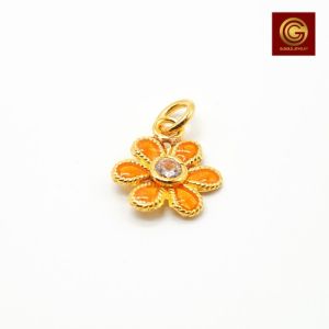 GGOLD จี้ทอง96.5%แท้ 0.6 กรัม ลายเดซี่-czลงยา [G-00590]