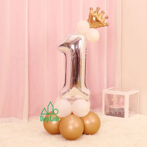 [HCM]Combo bóng số vàng bạc size đại 70cm kèm bong bóng nhũ vương miện vàng trang trí - Diệp Linh