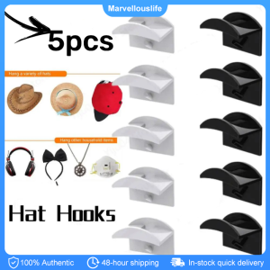 5pcs Hat Hooks Cap Hanger Self Adhesive Baseball Cap Racks Hat Holder Closet Storage Organizer
