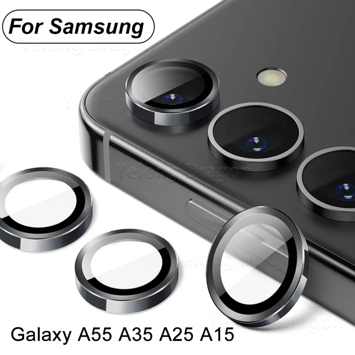 HD Camera Lens Protector For Samsung Galaxy A16 A06 A13 A55 A35 A25 A15 LTE  A05 A05s A13 A14 A34 A24 A54 Rear Camera Lens Tempered Glass Metal Ring