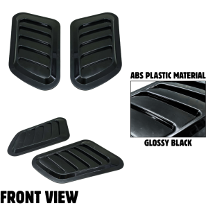 GECA 2pcs ABS Gloss Black Universal Car Hood Vent Scoop Air Flow Intake
