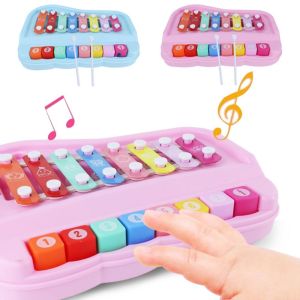 BESTOUR with 8 Multicolored Keyboard Baby Piano Gift 2 in 1 Percussion Instrument Early Education Puzzle Toys for Toddlers 1-3 Years Old