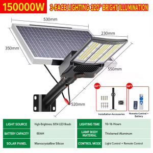 150000W Solar Street Lights Outdoor Ultra-Large Parking Lot Lights Heavy Duty Solar Light Commercial Waterproof Solar Power Flood Security Lamps for Garage,Yard Road