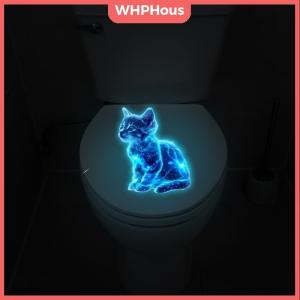 WP💓💛💖 Glow-In-The-Dark Galaxy Cat Toilet Seat Sticker Self-Adhesive And Removable Perfect For Decorating Toilet Lids And Tanks
