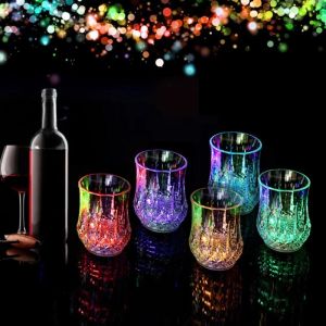 LED Flashing Glowing Water Liquid Activated Light-up Glass Cup Mug Party