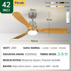 Lampu kipas Angin Plafon Remote 3 Warna 6Kecepatan 42/52inch 24W Kipas Angin Lampu Gantung