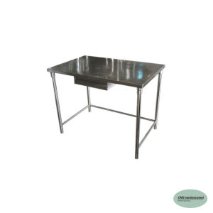 CMS โต๊ะ โต๊ะสแตนเลสมีลิ้นชัก ขนาด70*110ซม.สูง85ซม.คานอยู่ด้านข้าง ความหนา1มม