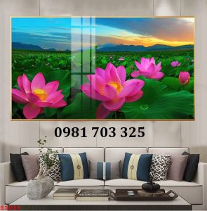 Gạch tranh 3d hoa sen phong thủy