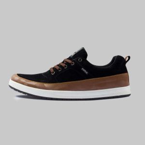 NAZ HARLAND - Sepatu Sneakers Pria NAZ Kasual Suede Hitam Sol Dijahit Sepatu Kets Pria 100% LOKAL