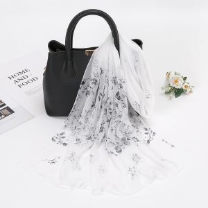NEXTYOO Elegant Flower Printed Hijab Long Size 16050cm Georgette Scarf Versatile Sun Protection Women Shawl Summer for Women