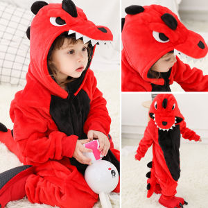2022 Children Onesie Kids Dinosaur Pikachu Stitch Pajamas Animal Cartoon Sleepwear Baby Cosplay Costume Winter Boys Girls Licorne Jumspuit
