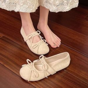Free Shipping WomenS Suede Shallow-Toe Flats 2026 Spring New Collection Retro Flat-Soled Slip-On Shoes