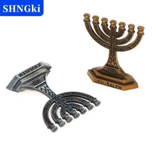 SHNGki 7 Branch Candle Holder Jewish Menorah Candle-holder Relic Ornament