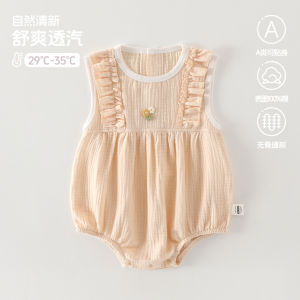 Baby Sleeveless Gauze Romper Summer Clothes for Infants a Breathable triangular romper Anyang Infant and Childrens Clothing