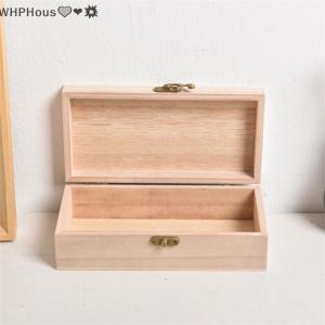 WP💓💛💖 1Pc Retro Jewelry Box Organizer Desktop Natural Wood Clamshell Storage Case