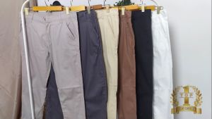 TopOne88 Celana Panjang Chino Twill Stretch Pria Dewasa Hitam Putih