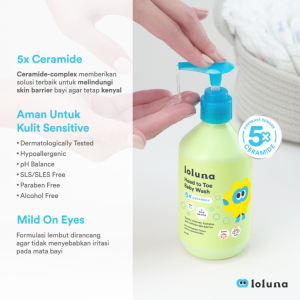 Loluna Head to Toe Wash 5X Ceramide Isi 100ml dan 300ml / 2in1 Sabun & Shampo Mandi Bayi 0+